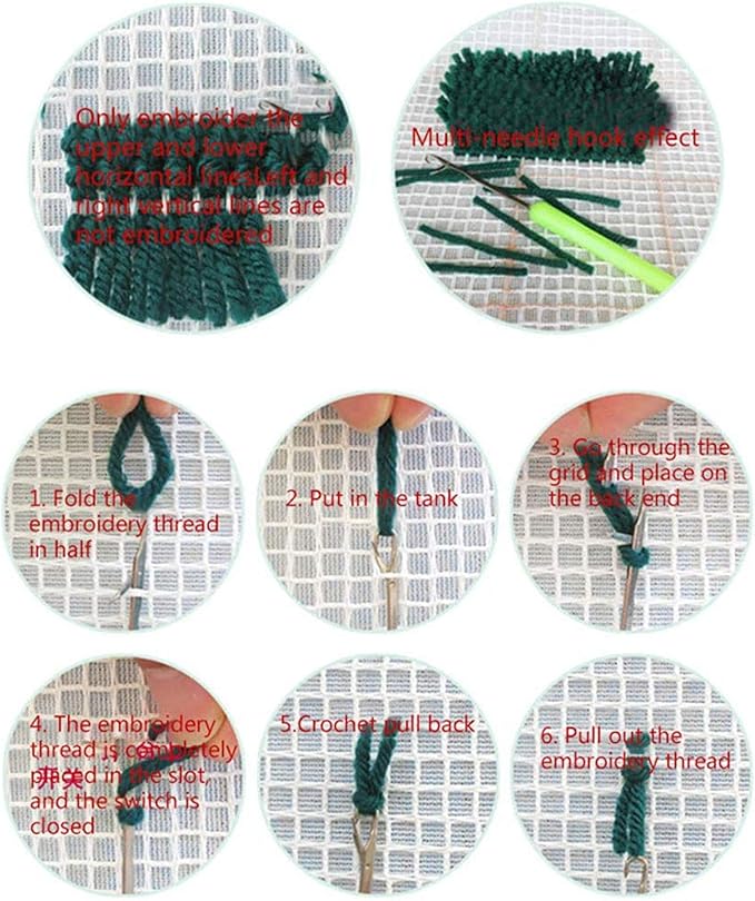ZFFLYH Christmas Latch Hook Kits, Cushion Cover Pre Printed Color Canvas Crocheting Pillow Case Sofa Pillows Home Decor, 43X43cm