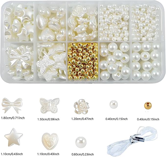 SXDLCX 300pcs Necklace Bracelet Making Kit, Pearl Bracelet Beads, Suitable for Jewellery Making Kits DIY Bracelets, Earrings, Necklaces