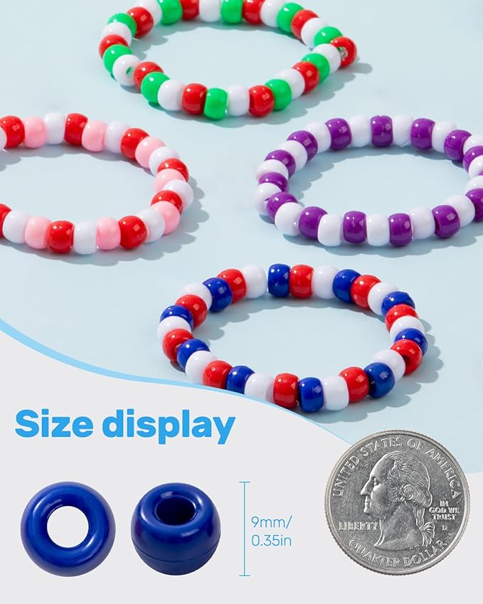 1000+Pcs Pony Beads,Assorted Blue Kandi Beads for Bracelet Making, Hair Braids, Necklaces, Key Chains, Jewelry