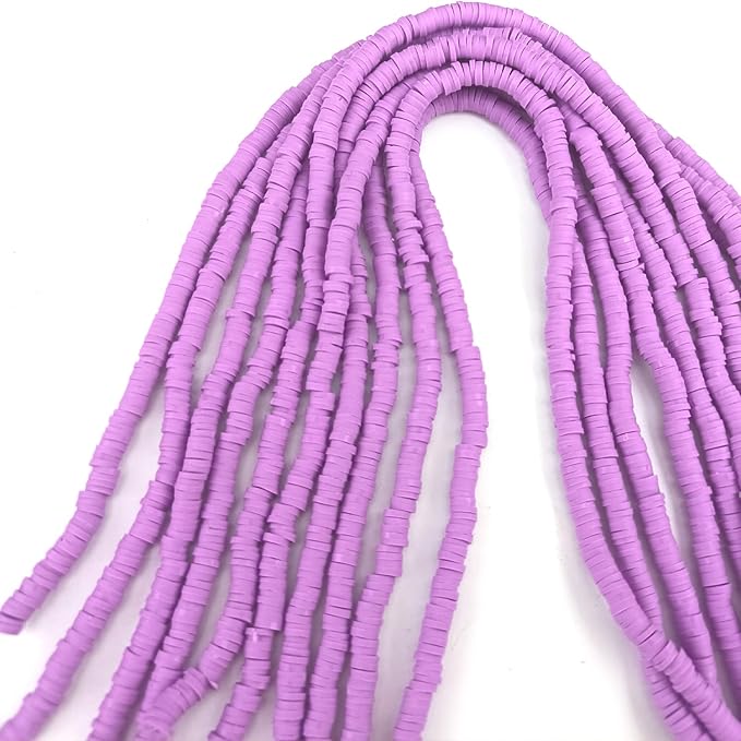3500 Pcs 6mm Colorful Flat Clay Beads for DIY Polymer Round Handmade Jewelry Making for Necklace Bracelet Earring Pendant and Anklet Craft Making(Lightpurple)