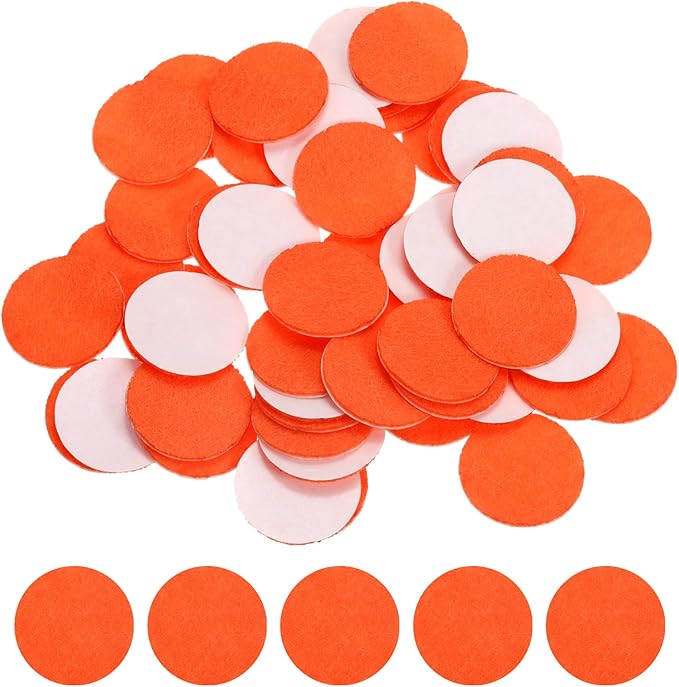 uxcell 100 Pcs Adhesive Felt Circles, 1.5" Round Non-Woven Felt Pads Stickers Dots Pre Cut for DIY Crafts Sewing Handcraft Costume Holiday Decoration, Orange