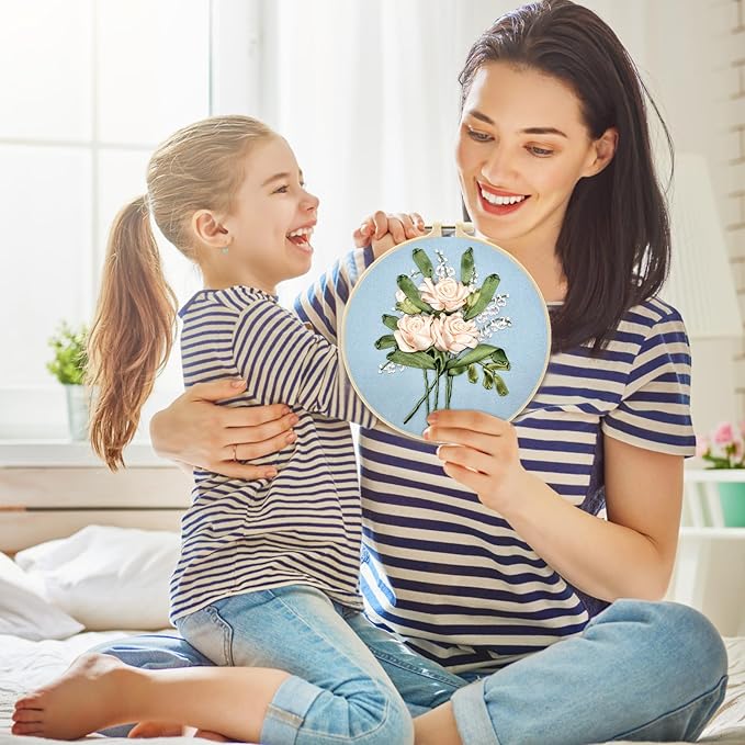 Enkor Ribbon Embroidery Kit for Adults Beginners