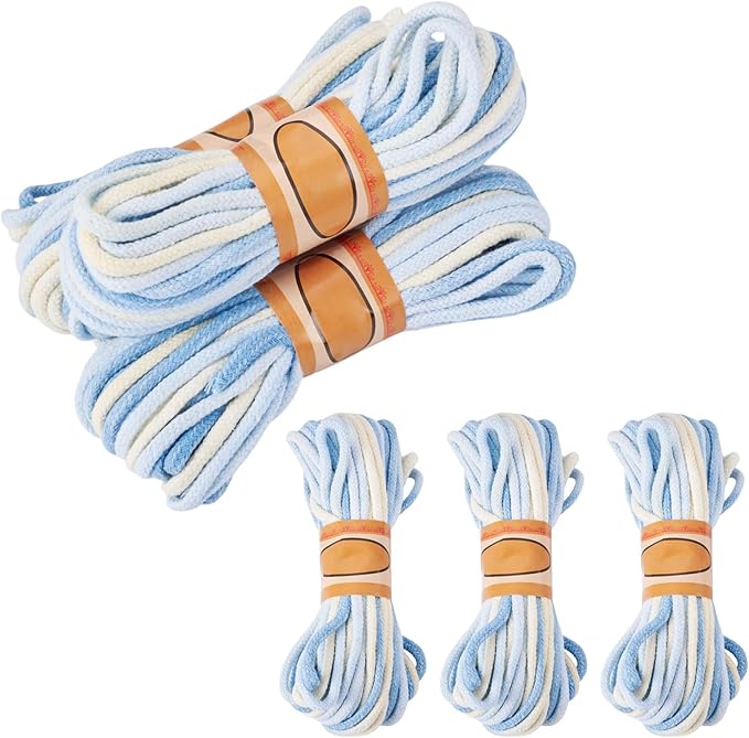 98.46 Feet Light Blue 3mm Macrame Cord Twisted Soft Macrame Rope Segment Dyed Decorative Cord Sewing Twine Craft Thread for DIY Crafts Knitting Plant Hangers Christmas Wedding Decoration
