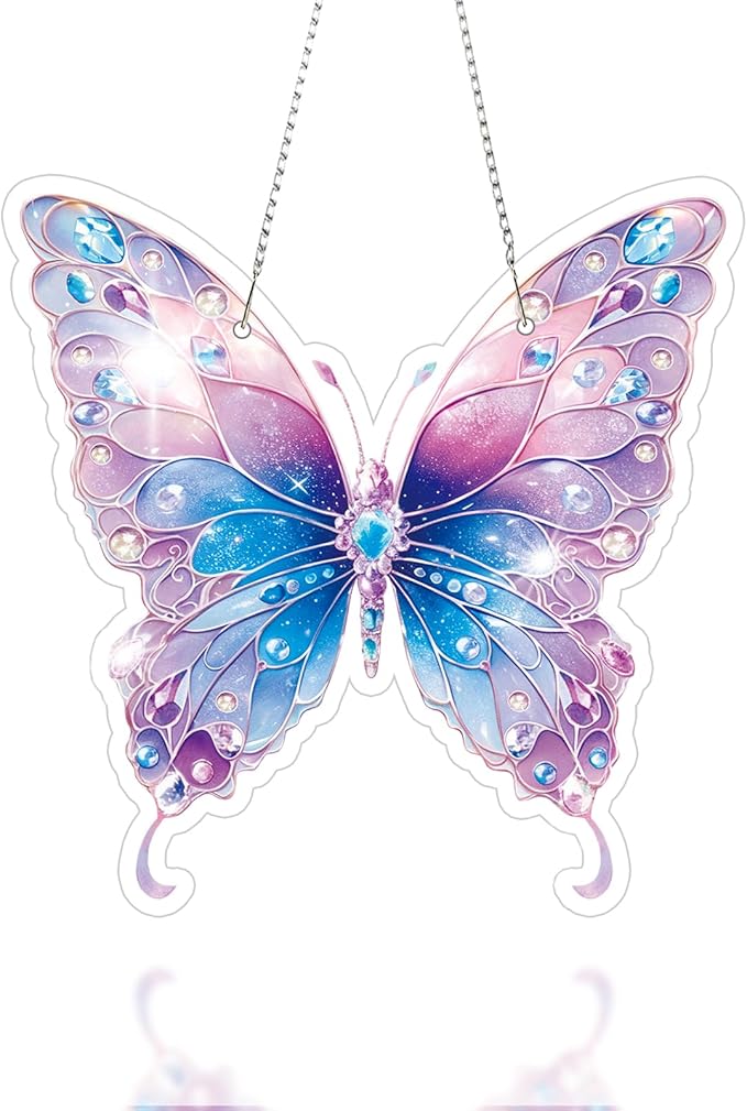Roneenz Diamond Painting Kits Hanging Pendant, Butterfly Hanging Diamonds Art kit for Adults, Special Shaped DIY 5D Art Window Decor, Home Garden Room Decor Gifts for Women and Girls