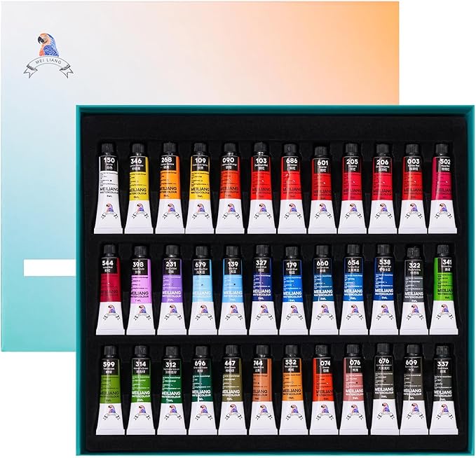 MeiLiang Watercolor Paint Set 36 Vibrant Colors 5ml / 0.17 Fl Oz Tubes, Watercolor Tubes with Great Value, Water Color Paints Art Supplies for Adults, Artists & Beginners