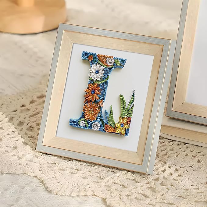 MVVMTOP Diamond Painting Kit, 5D DIY Letter L, Special Shape Crystal Artificial Diamond Art Partial Mosaic Handicraft for Beginners, Wall Decor Gift for Bedroom, Office, Living Room 6.7x6.7in