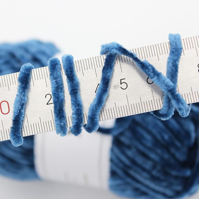 NICEEC 3 Skeins Soft Chenille Yarn Blanket Yarn for Knitting Fancy Yarn for Crochet Weaving DIY Craft Total Length 3×85m (3×93yds, 3×50g)_Navy Blue