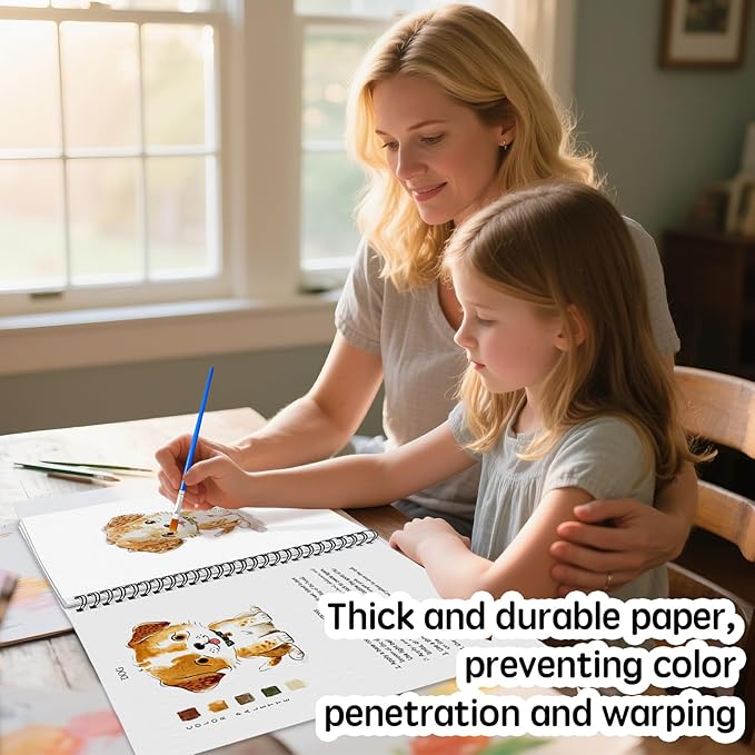 SLWBZ Watercolor Workbook Animals, 15 Different Patterns of Original DIY Designs, Beginner-Friendly Watercolor Workbooks, (Animals, Without Palette)