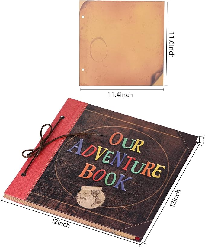 Our Adventure Book 12x12 Inch,Scrapbook Album Large Handmade Travel Scrapbook 60 Pages DIY Album for Anniversary,Wedding,Travelling,Writing,Baby,Friends,Family,Couple Gifts (Our Adventure Book)