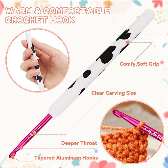 Coopay Crochet Hooks, Crochet Hook with Soft Polymer Clay Handle and Attached Bracelet - Stylish & Practical - 4.5mm (7)