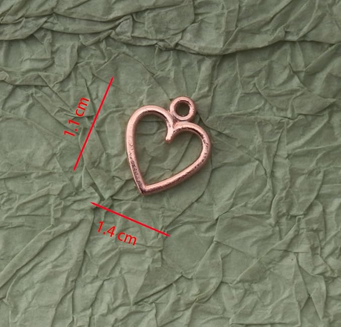 Ruwado 50 pcs Hollow Heart Jewelry Making Kits for Jewelry Making Small 1.5 x 1.2 cm Cute Accessories for DIY Crafting Project Christmas Tree Décor Necklace Bracelet Keychain Earring (Rose Gold)