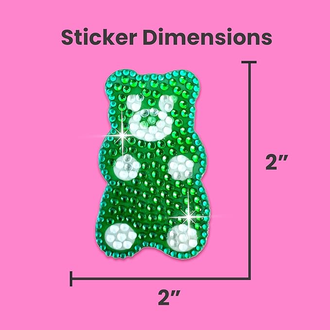 stickerbeans® rhinestone stickers - sweets 4-pack, 2” x 2” each, unique sparkly cut-to-shape for collecting, trading, decorating laptops, phone cases, scrapbooks - for kids, teens, & adults