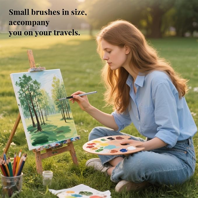 Travel Watercolor Brushes, Travel Kit with Leather Pouch Perfect for Watercolor Acrylics Gouache Ink Painting