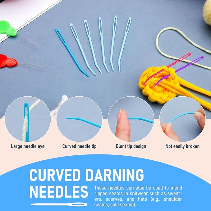 Bupete 25 Pcs Yarn Needles Set, Tapestry Needle, Crochet Needle for Yarn, Darning Needle Plastic Needles for Yarn, Weaving Needles, Large Eye Blunt Knitting Needles for Sewing, Knitting, Crochet