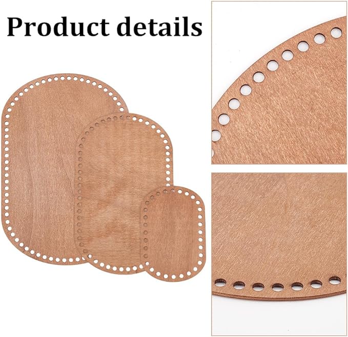 PH PandaHall Oval Wooden Basket Base, 3 Sizes Coffee Blank Crochet Basket Base, Crochet Bag Bottom Crochet Bottom Accessory for DIY Basket Craft Knitting for Knitters, Crocheters and Beginners