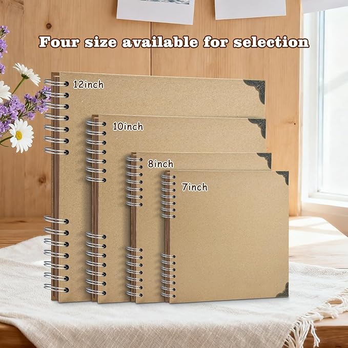 Scrapbook Album 10x10 Inch, Hardcover Kraft Paper Photo Album with 40 Sheets/80 Pages, Memory Book for Wedding, Anniversary, Christmas, Baby Shower, Ideal for Preserving Precious Moments
