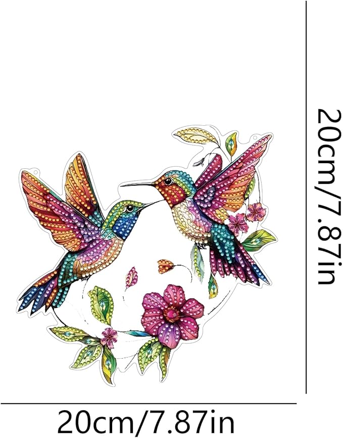 STGLCR Hummingbird Diamond Art Suncatcher,DIY Special Shape Hanging Diamond Gem Art,Window Pendant Ornament Suitable for Sparkling Garden, Window Wall Decoration Painting 7.8INCH
