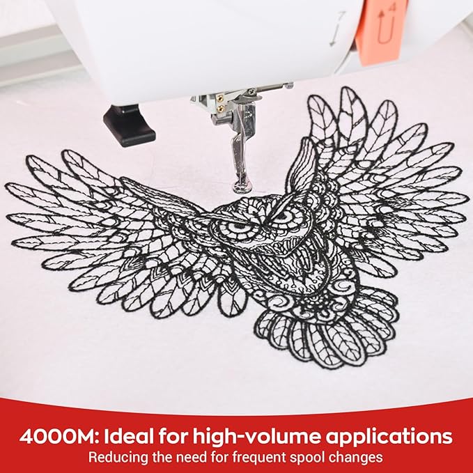 Poolin Embroidery Machine Thread Richword Selected Green 4000M 40WT Polyester Embroidery Thread – Smooth, Strong Single Spool for Home & Commercial Machines 0832
