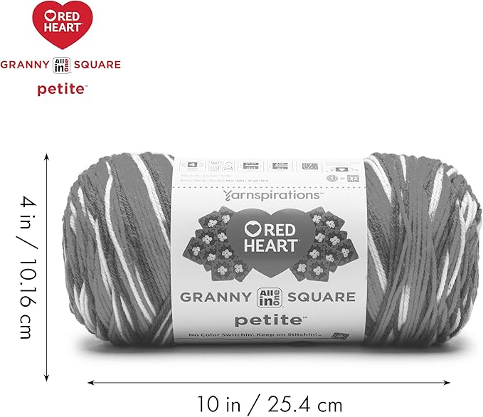 Red Heart All in One Granny Square Petite Linen Yarn - 3 Pack of 250g/8.8oz - 100% Acrylic - #4 Worsted (Medium) - 440 Yards - Knitting/Crochet