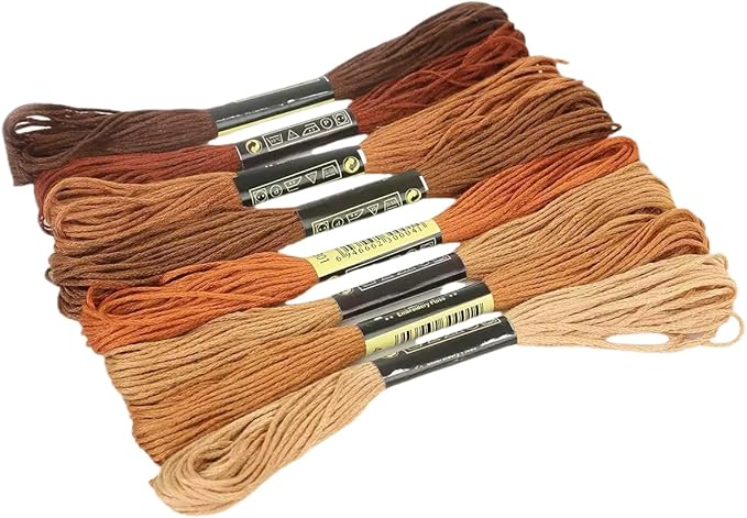 8Pcs 7.5m Brown Cotton Stitch Embroidery Thread Floss DIY Friendship Bracelets Floss Craft Sewing Skeins Fashion Embroidery Floss for Arts, Crafts and Sewing