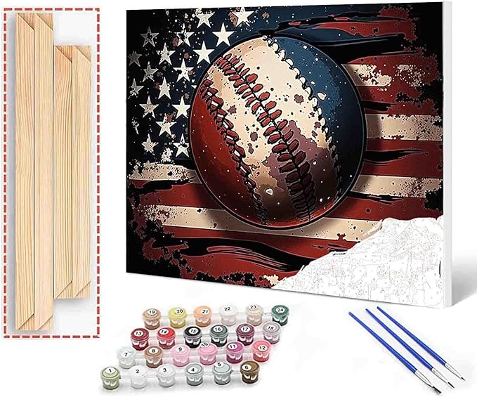 Aihonmin DIY Paint by Numbers for Adults & Kids,Rugby Paint by Numbers DIY Painting Acrylic Flag Paint by Numbers Painting Kit Home Wall Living Room Bedroom Decoration, (DIY Frame)