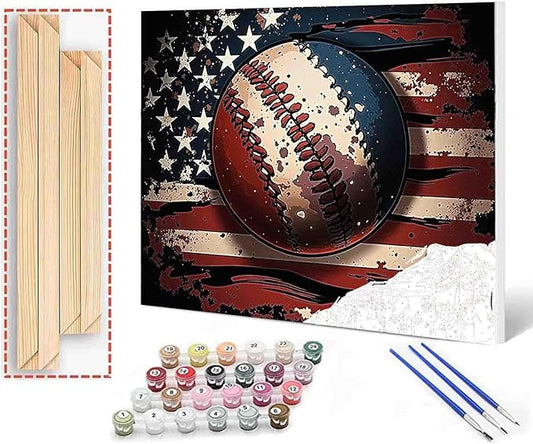 Aihonmin DIY Paint by Numbers for Adults & Kids,Rugby Paint by Numbers DIY Painting Acrylic Flag Paint by Numbers Painting Kit Home Wall Living Room Bedroom Decoration, (DIY Frame)