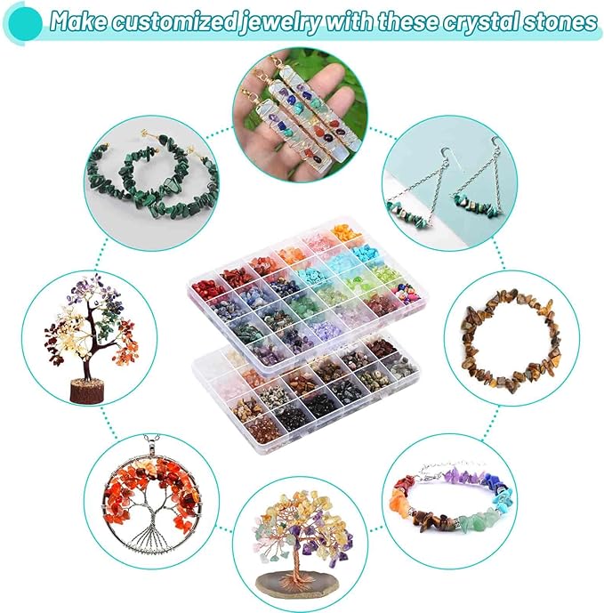PAXCOO 2278Pcs Crystal Beads for Jewelry Making Supplies, 48 Colors Ring Making Kit Crystals Jewelry Making Kit for Adults Bracelet Earring Necklace Making