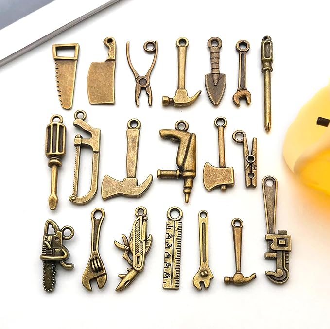 WOCRAFT 60pcs Antique Bronze Tools Bracelet Charms for Jewelry Making Sets DIY Necklace Bracelet Keychain Crafting Charms Kit Craft Supplies (SN901)