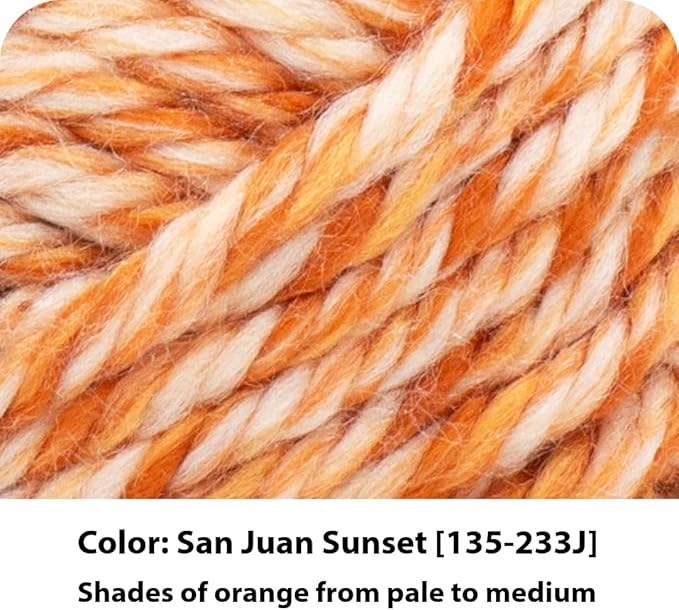 Lion Brand Yarn Hometown Yarn, Super-Bulky Yarn for Knitting, Crocheting, and Crafting, 3 Pack, San Juan Sunset