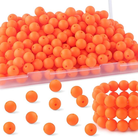 160Pcs 12mm Silicone Beads for Keychain Making Bracelet Necklace, Bulk Round Silicone Beads for Pens(Orange)