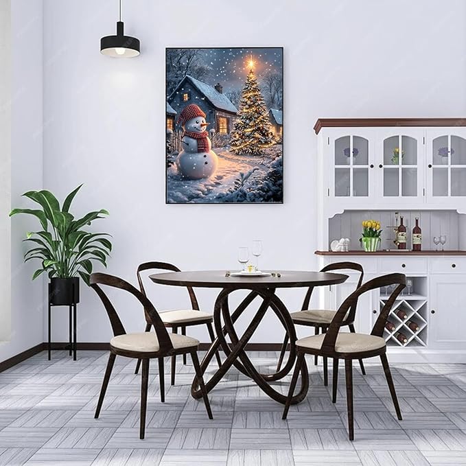 DIYDECORFUN Diamond Art Kits for Adults Beginner, 5D Christmas Tree Diamond Painting Kits,DIY Full Round Drills Snowman Paint with Diamonds Winter Gem Art for Wall Decor 12 x 16 in
