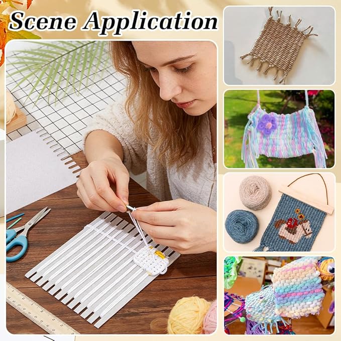 FINGERINSPIRE 48PCS Cardboard Weaving Loom Kit 5.9x7.87inch Gray Paper Weaving Board with Gears Portable Craft Loom for Beginner Knitting Sewing Crochet Travel Tapestry Making DIY Projects