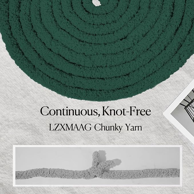 Chunky Yarn for Hand Knitting and Blankets – Super Soft Jumbo Chenille Yarn Pack for Crocheting, Bulky DIY Projects, 8 Skeins(Dark Green)