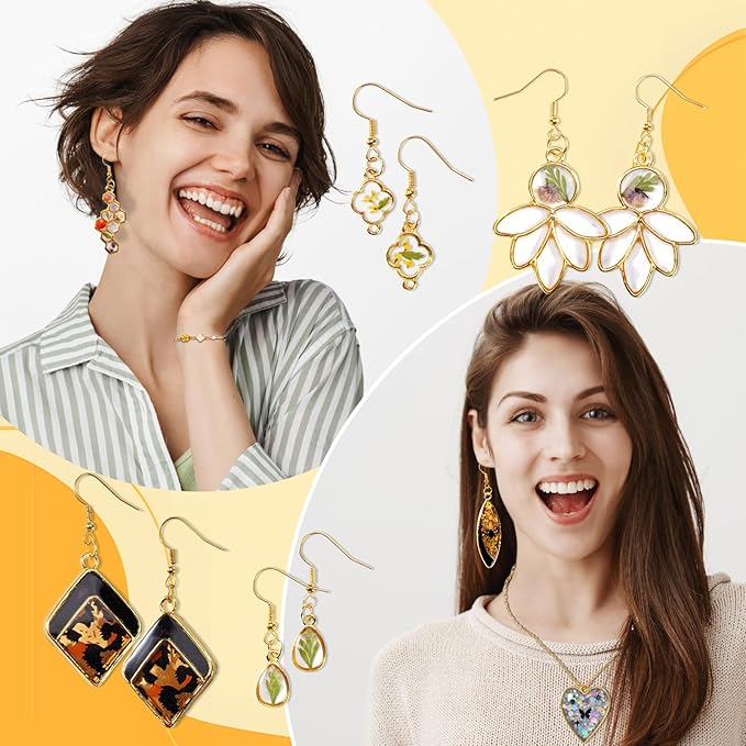 LET'S RESIN 172 pcs Open Bezels for Resin, 2 Size 36 Styles of Gold Hollow Frame Pendants Bezels with 100pcs Jump Rings, Unique Resin Bezels for Jewelry Making, Necklaces Earrings Making Supplies