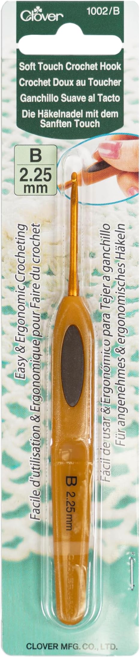 Clover 1002/B Soft Touch Crochet Hook, Size B 2.25mm