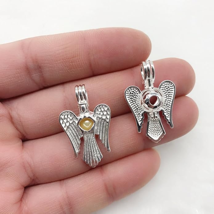 10pcs Silver Pearl Cage Locket Pendants, Essential Oil Diffuser DIY Necklace Bracelet Jewelry Making Craft, Bulk Beads Aromatherapy Diffuser Charms Gifts for Women Girls