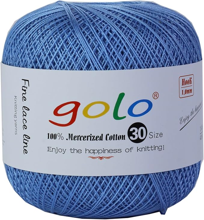 golo Crochet Thread Size 30 Yarn for Hand Kniting Yarn for Tatting Sky Blue 262