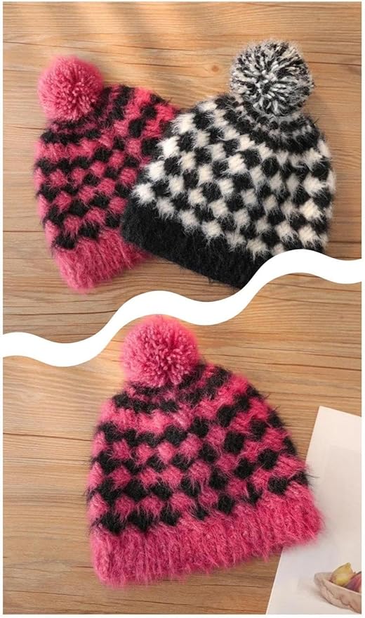 Snowbaby Wool Acrylic Blend Long Pile Yarn,(Worsted) Warm and Luxurious Fuzzy Yarn for Knitting and Crocheting DIY Hats Scarves Sweaters, 2 * 3.52oz/100g 207yds(24-Rose Red)