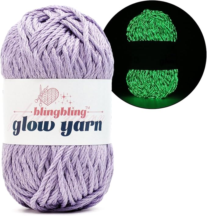 Glow in The Dark Yarn - 100g/3.5oz DK #3 Light Weight, Beginner-Friendly Crochet & Knitting Supplies (Purple, 1 Pack)