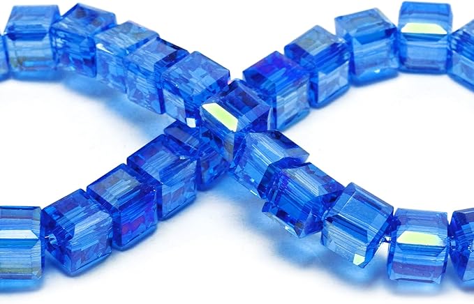 10mm Sparkle Cube Crystal Beads for Jewelry Making - Faceted Spacer Beads for Bracelets(57-60pcs, Light Blue AB)