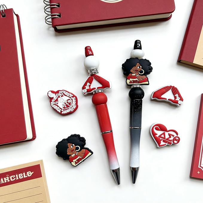Delta Sigma Theta Sorority Silicone Focal Beads Bulk for DIY Keychain Lanyard Pens Making Rubber Beads Kit Supplies (Delta)