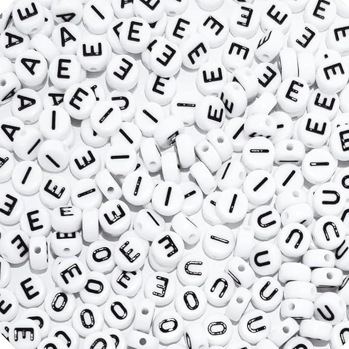 500pcs Vowel Letter Beads for Friendship Bracelets Making Kit, DIY Jewelry Making Supplies Alphabet Beads