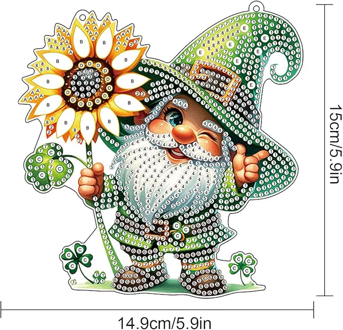 AiYuanzsh Diamond Art Painting Pendant Kits St Patrick's Day Gnome 5D Diamond Painting Art Hanging Kit DIY Diamond Crystal Window Pendant Kit for Adults Gift Wall Home Decoration