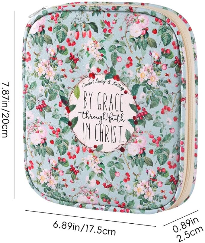 Crochet Hook Case,Portable Zipper Storage Organizer Bag for Crochet Hooks, Knitting Needles, Project & Sewing Supplies, Lightweight,Easy to Hold (No Accessories Included).Green Red Gruit