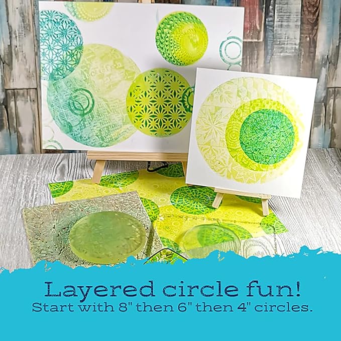 gel press monoprinting print plate - 4” circle (10.2 cm) gel plate - printmaking supplies - reusable gel printing plates for press art for card making, scrapbooking, journaling, arts & crafts