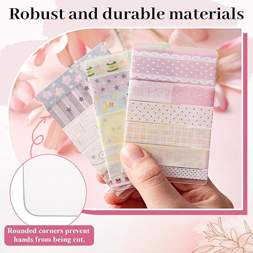 Crtiin 60 Pcs Washi Tape Cards Organizer with Storage Box –Portable Washi Tape Holder & Display Board for Scrapbooking, Journaling, DIY Crafts, Travel(Matte)