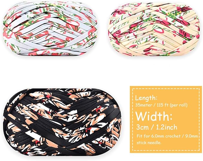 iSuperb 3 Pack Knitting Yarn Colorful Cloth T-Shirt Yarn Fabric Crochet Cloth for DIY Knitted Art Basket Bag - 300g