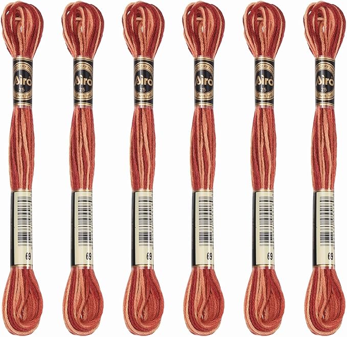 PATIKIL 6 Skeins Embroidery Floss, Polyester Embroidery Threads Bracelets String for Cross-Stitch Hand Embroidery, Brown Red