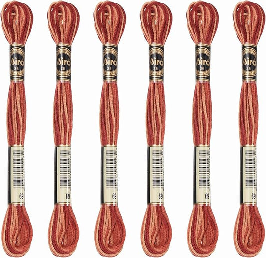 PATIKIL 6 Skeins Embroidery Floss, Polyester Embroidery Threads Bracelets String for Cross-Stitch Hand Embroidery, Brown Red