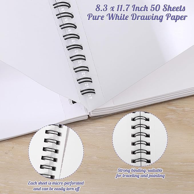 A4 Marker Paper Pad 50 Sheets, 8.3×11.7 Inch Bleedproof Art Sketch Pad, 73lb/120gsm Drawing Paper Spiral Sketch Book, Alcohol Marker Paper Painting Coloring Paper for Beginners, Artists, Easter Gift